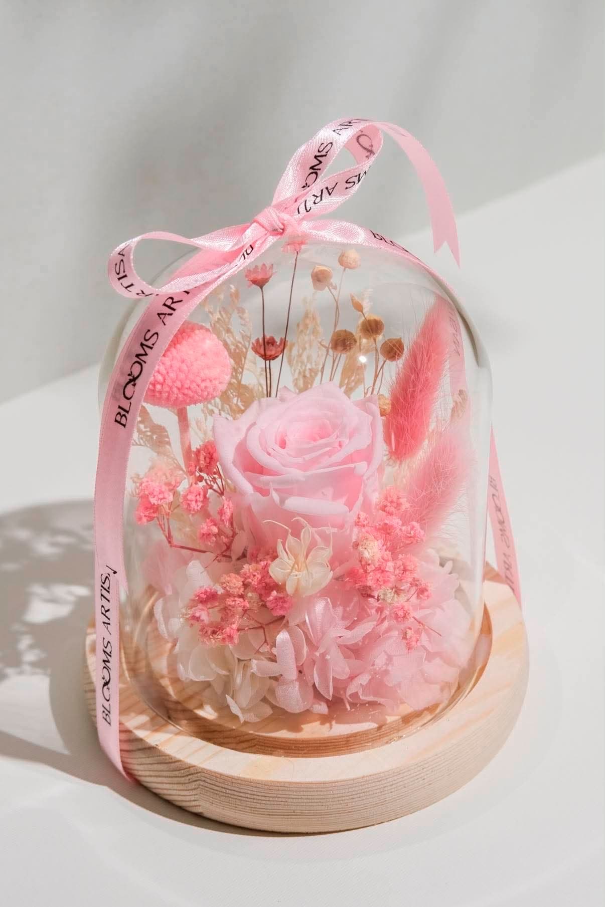 Small Pink Preserved Flower Dome